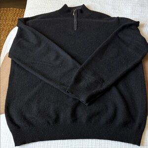 Club Room Men's Black Cashmere Zip-Up Sweater - Size L
